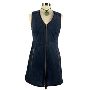 FREE PEOPLE Navy SUEDE Zip Dress / Tunic Top M